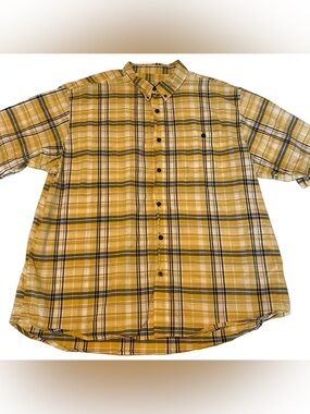 RedHead Brand Co. Shirt Mens 2XL Yellow Plaid Short Sleeve Button Up